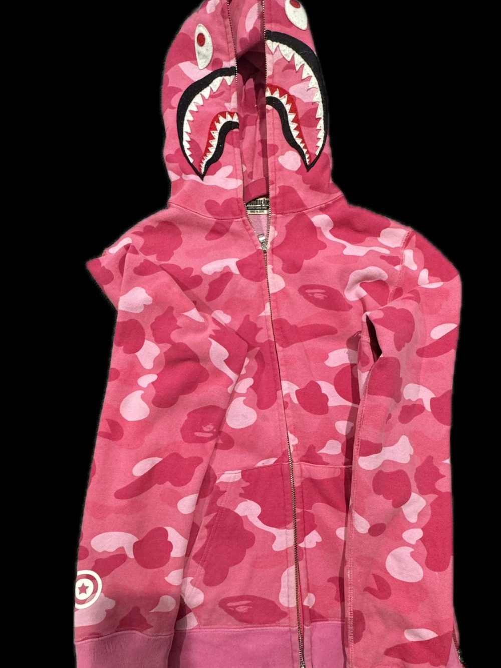 Pink Camo Shark-Print Zip Hoodie